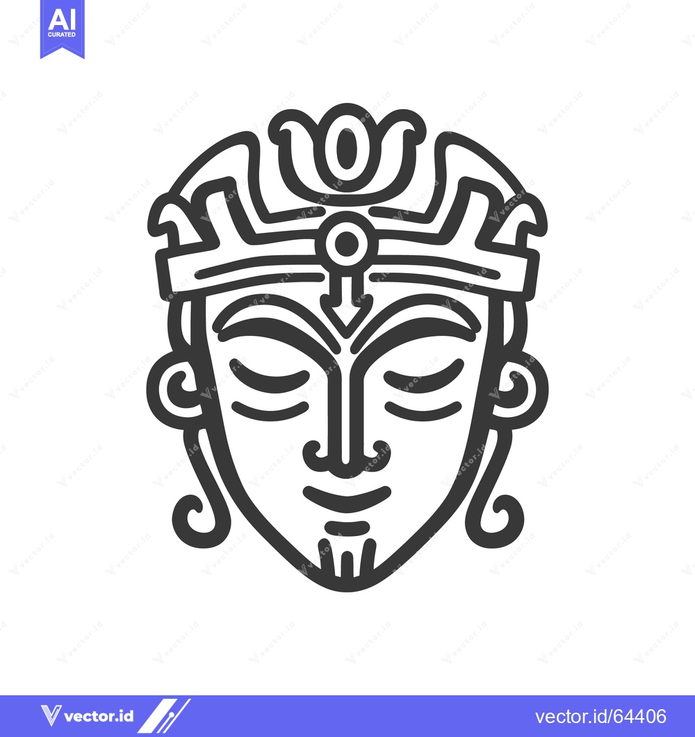 Premium Vector dari An ornate mask displaying a face with closed eyes and a crown