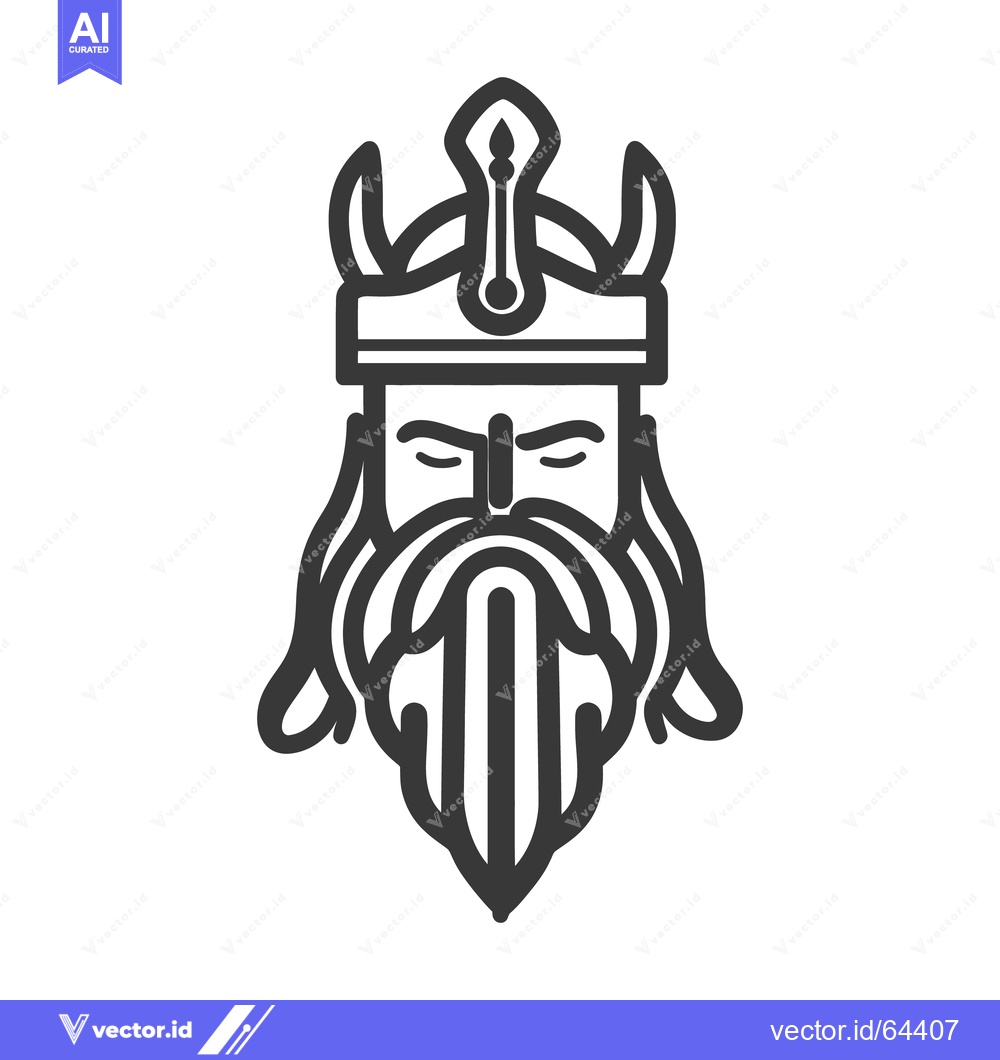 Premium Vector dari The regal bearded king wears a decorative crown on his head
