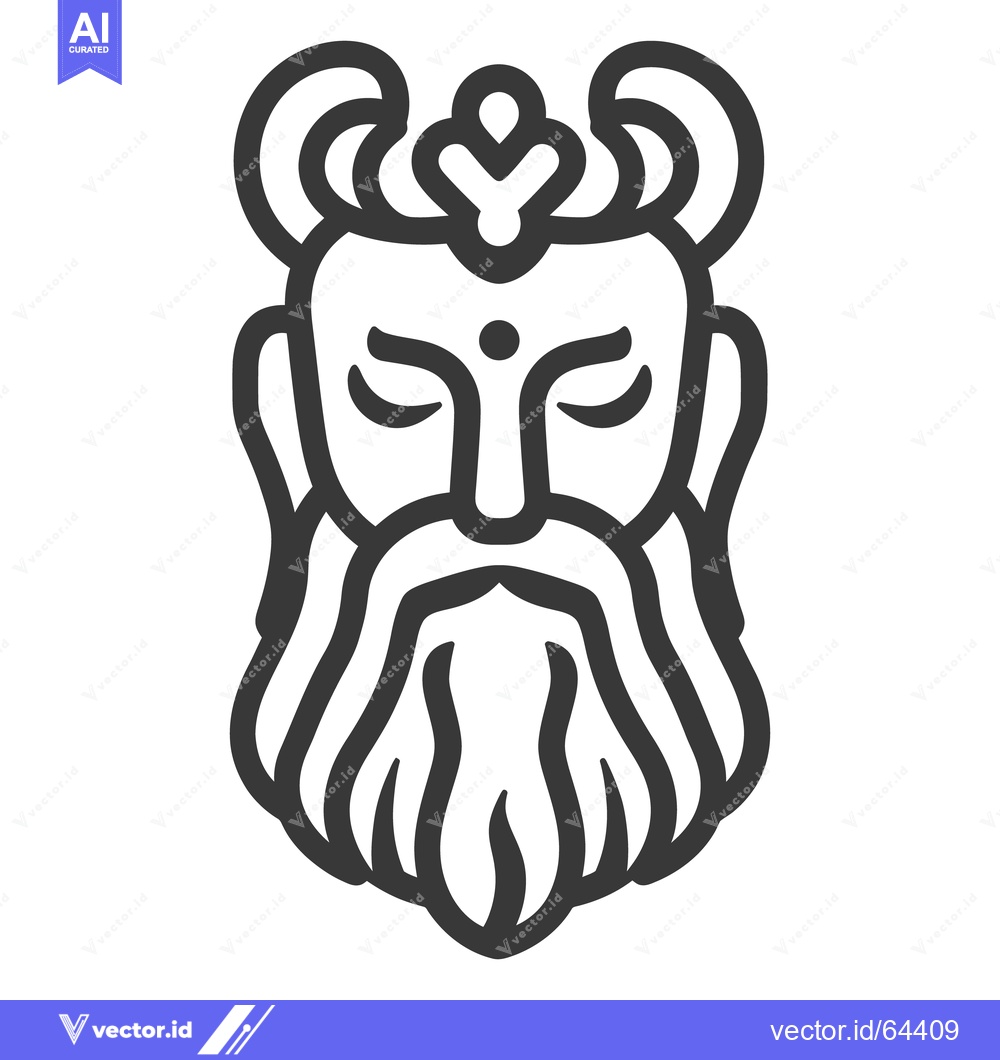 Premium Vector dari A stylized bearded figure with closed eyes and elaborate headwear