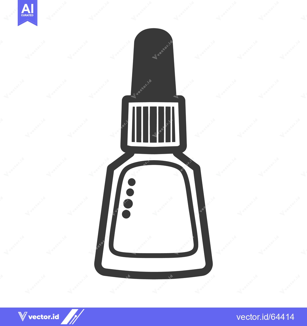 Premium Vector dari A black and white illustrated bottle with a dropper and cap