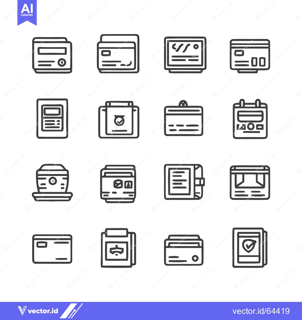 Premium Vector of Minimalist Line Art Icons: Finance, Documents, and Technology Collecti