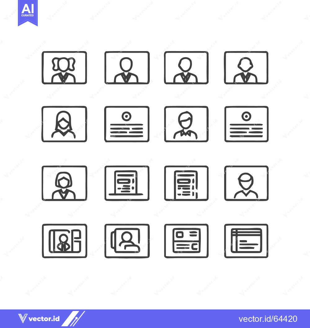 Premium Vector dari Minimalist Icon Set: Business Cards, Profiles, and Identification Badg