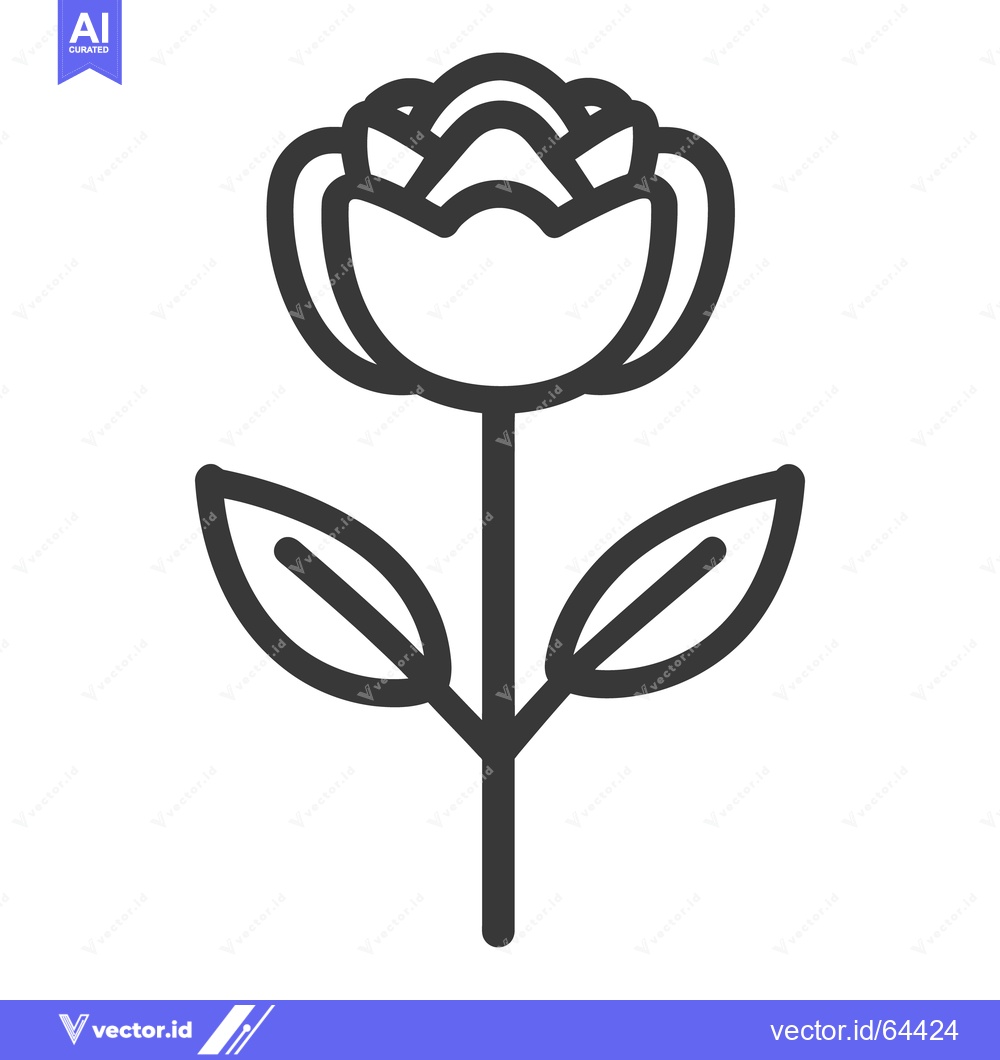 Premium Vector of A simple black and white outline of a flowering plant