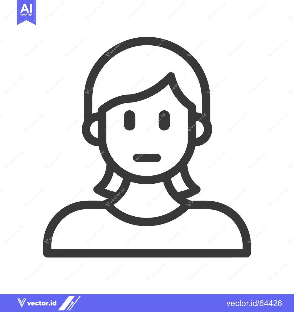Premium Vector of Simple black and white icon representation of a female person