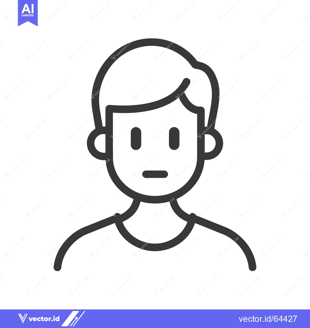 Premium Vector of Simple outlined illustration of a male human person character