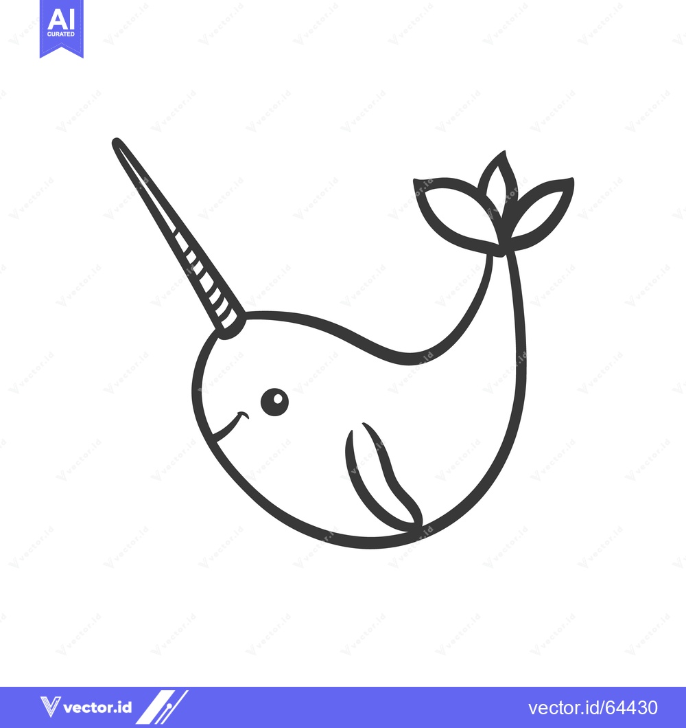 Premium Vector dari A stylized line drawing depicting a happy cartoon sea creature