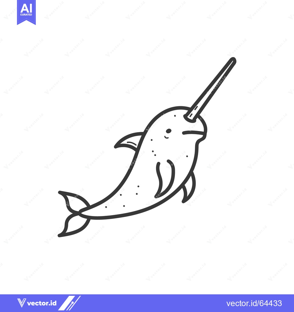 Premium Vector dari A simple black and white drawing of a narwhal animal