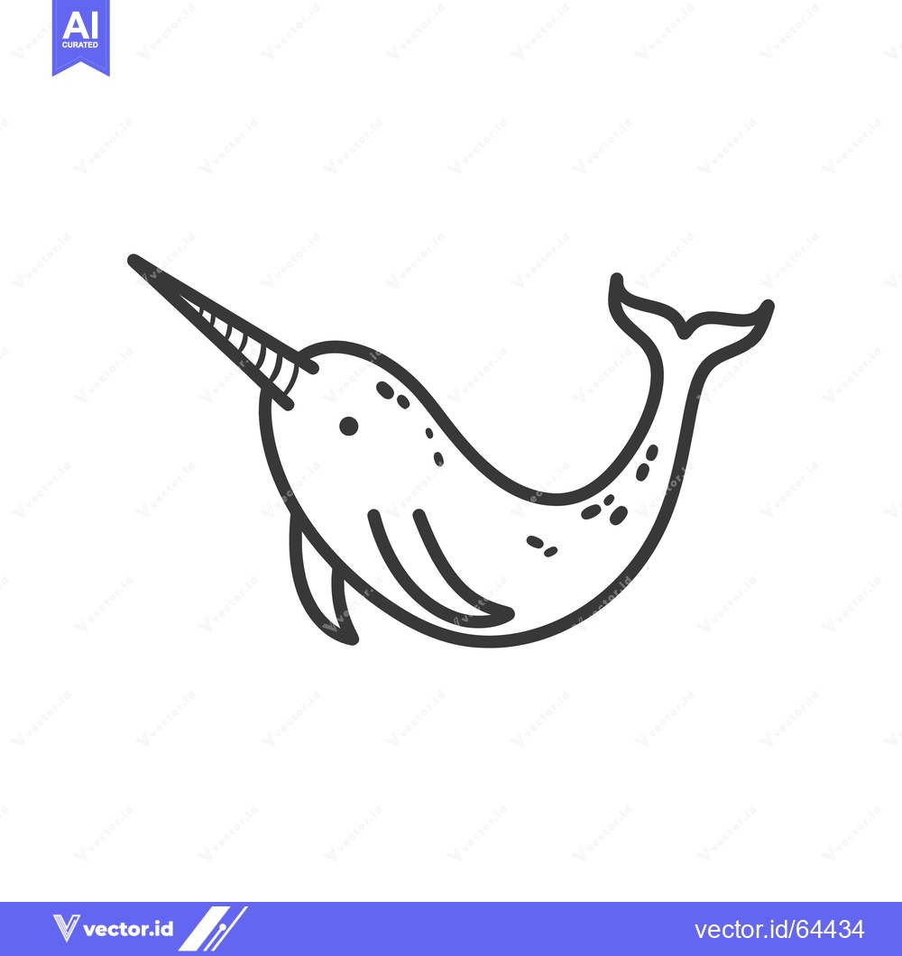 Premium Vector dari A Simple Black and White Illustration of a Narwhal Creature