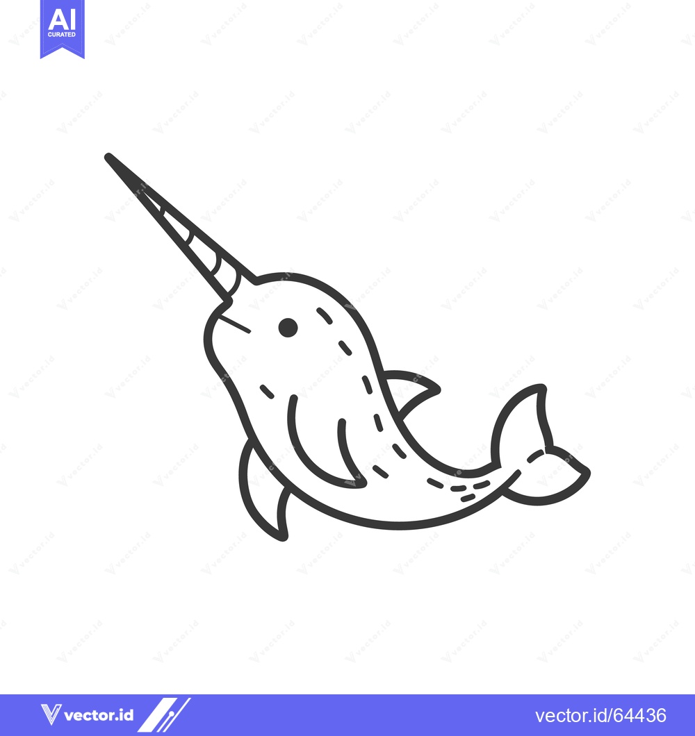 Premium Vector of An illustrative black and white image of a mythical horned whale