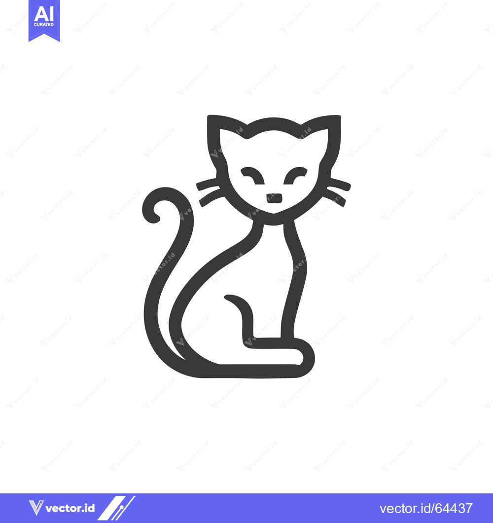 Premium Vector of Minimalist Cat Icon: Sleek, Modern Design on White Background
