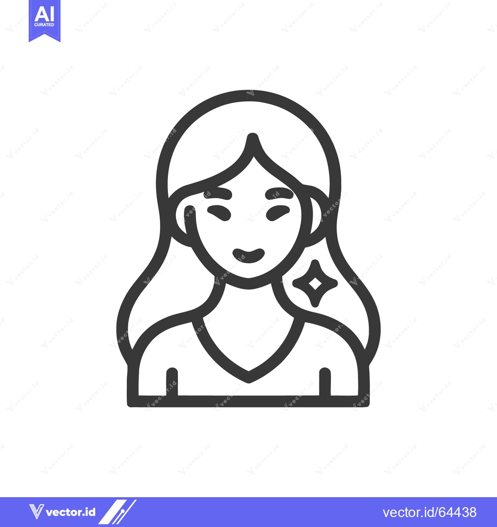 Premium Vector dari Minimalist Woman Icon with Sparkle, Outline Style, Isolated on White