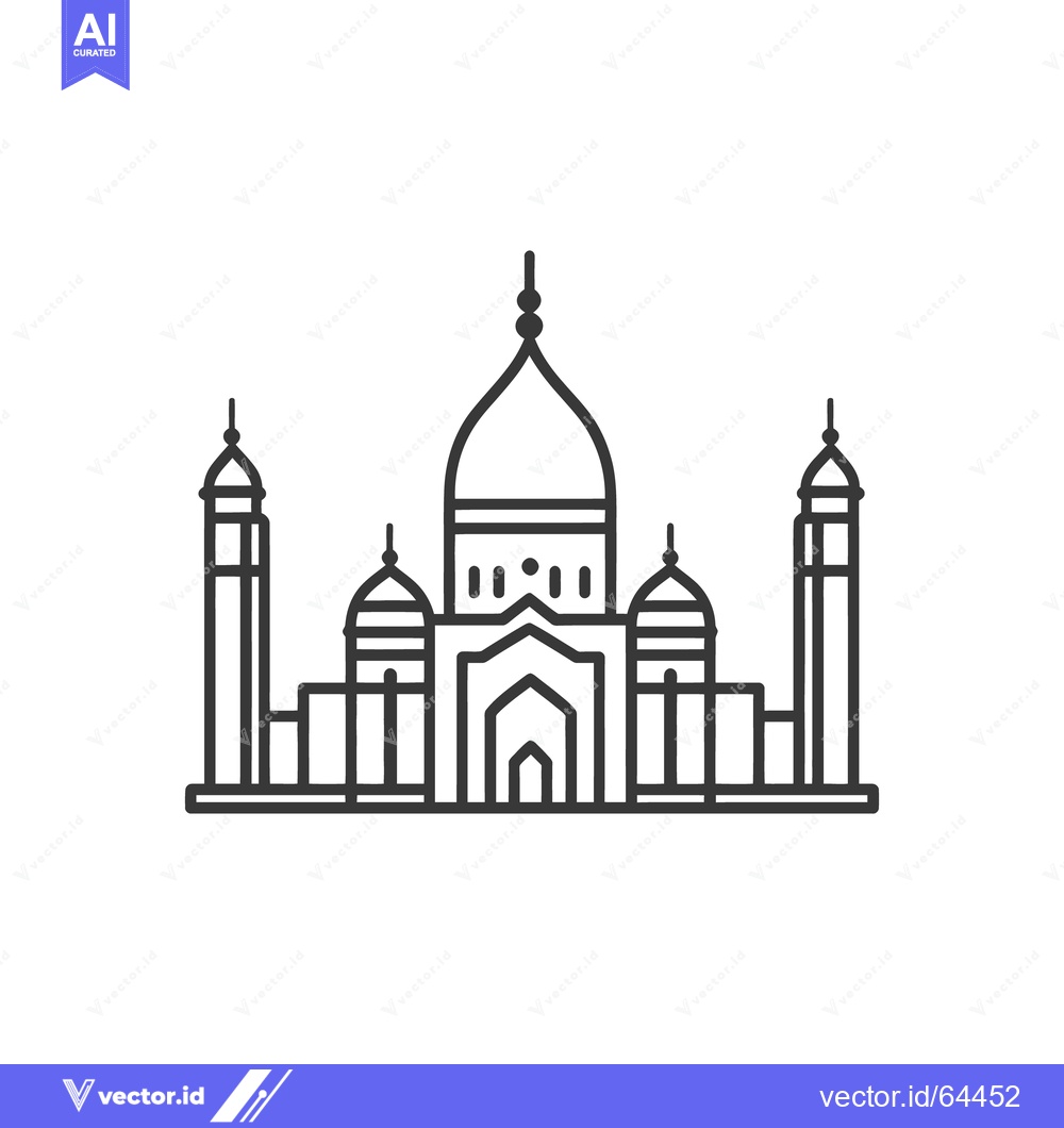 Premium Vector of A simple outline drawing of a beautiful monumental building structure