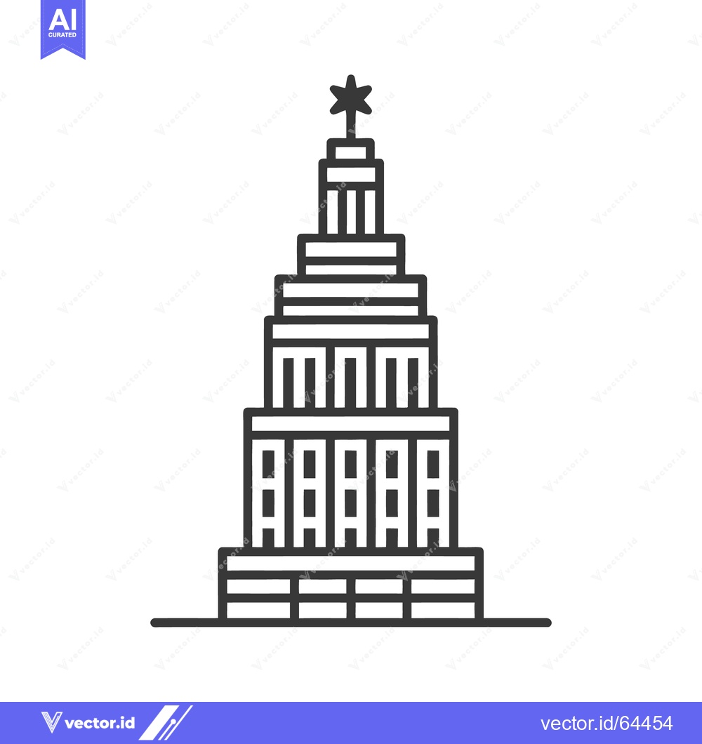 Premium Vector dari A simplistic black and white linear illustration of a tall building