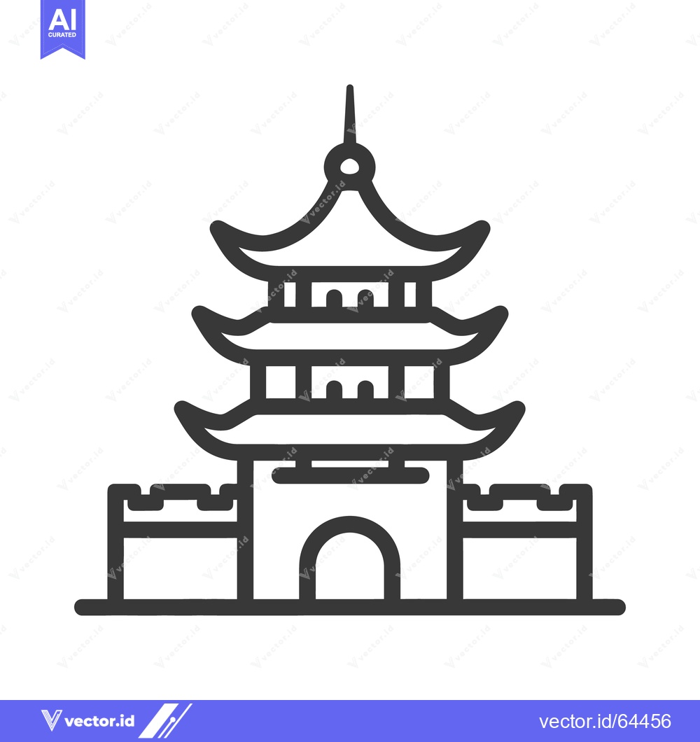 Premium Vector dari A symmetrical black line drawing illustrating a pagoda structure