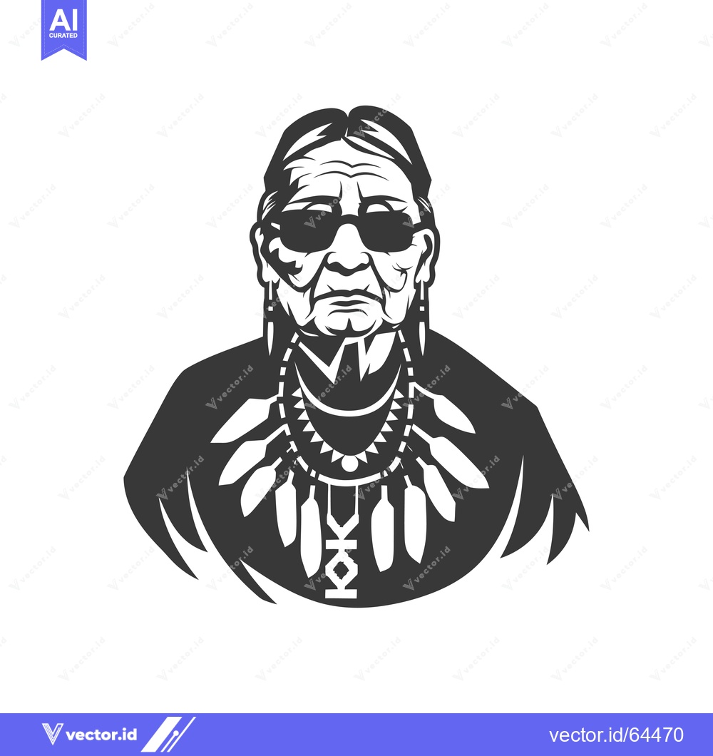 Premium Vector of Native American Chief with Sunglasses and Feathers