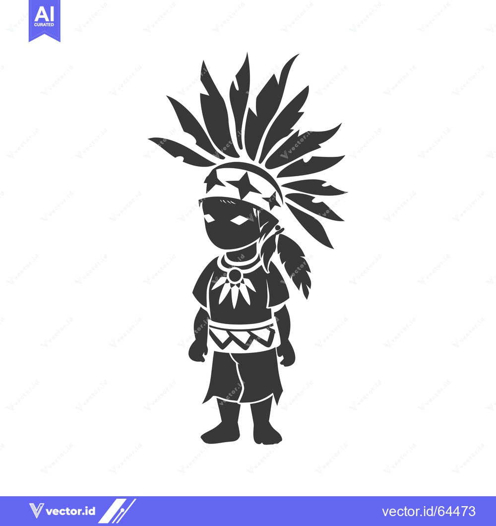 Premium Vector of Native American Child in Traditional Headdress and Clothing