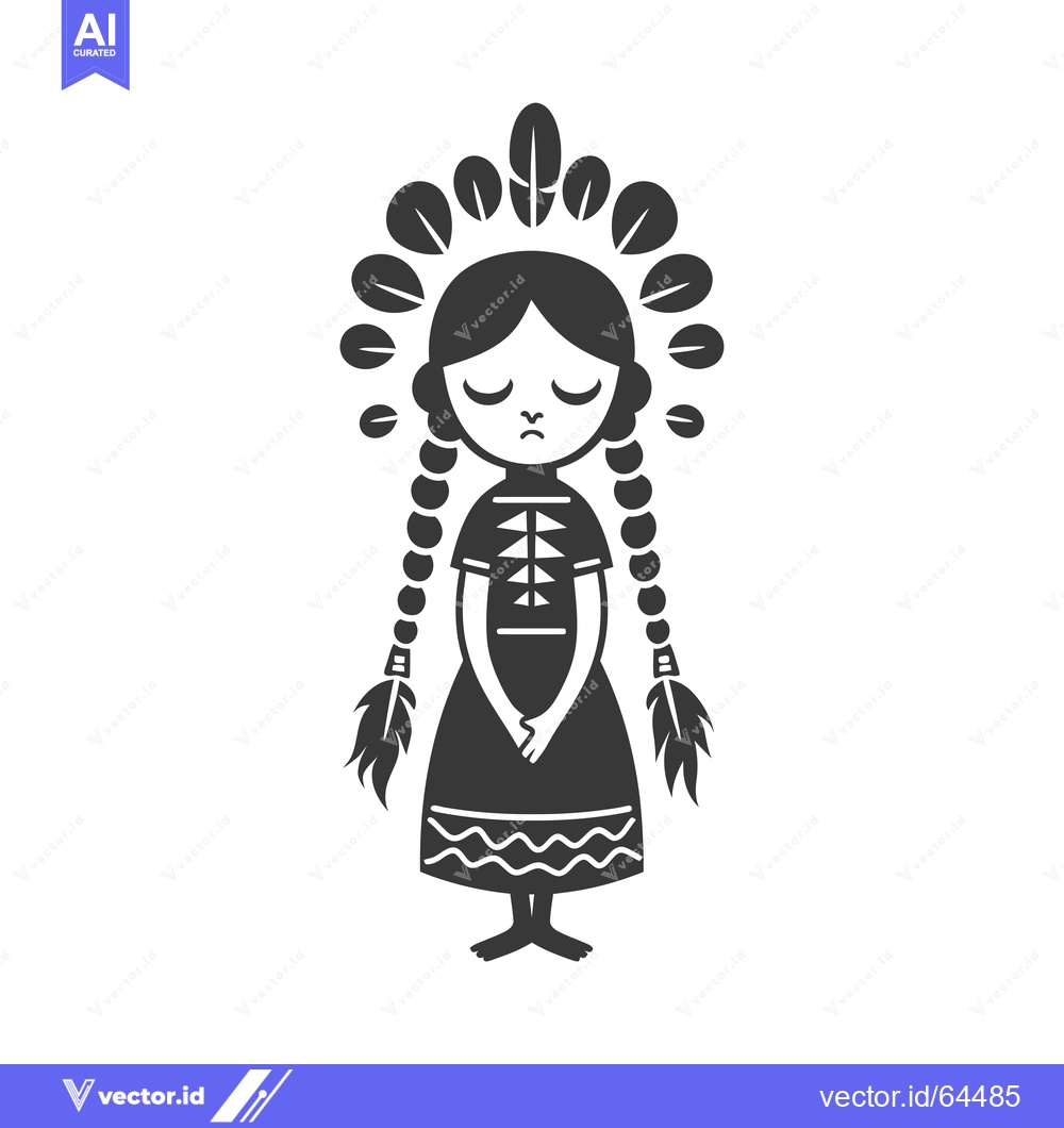 Premium Vector dari Native American Girl with Feathers and Braids