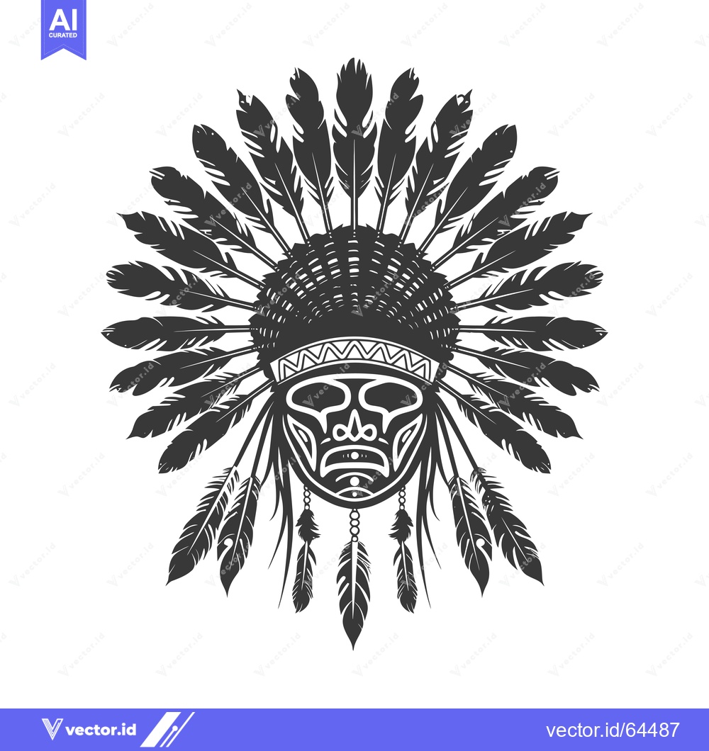 Premium Vector dari Native American headdress with detailed face design