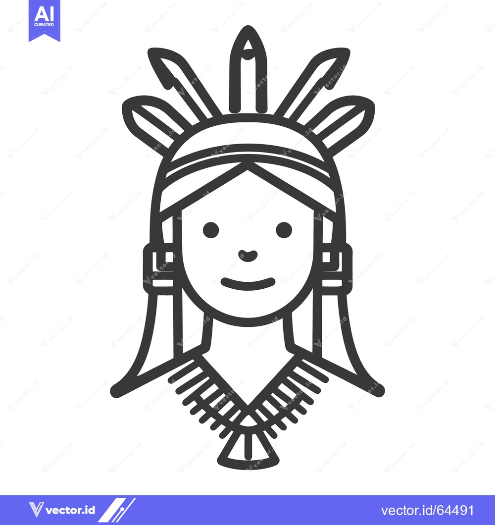 Premium Vector dari An artistic portrayal of a native woman wearing a headdress