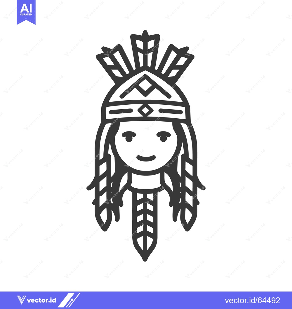 Premium Vector dari A line art illustration of a person with headdress adornment