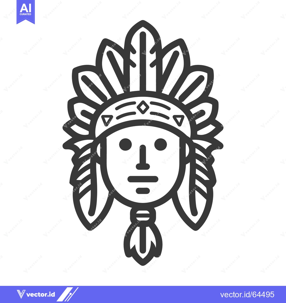 Premium Vector dari A stylized illustration of an indigenous person wearing feathers