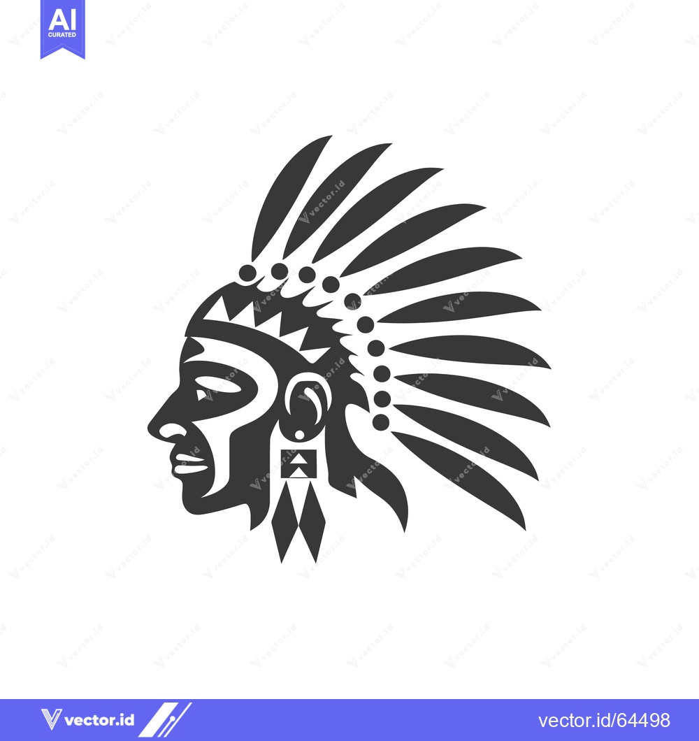 Premium Vector of Detailed illustration depicting the head of a Native American chief