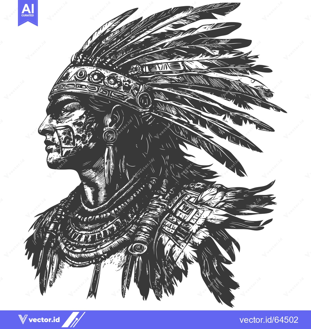 Premium Vector dari Native American Man in Traditional Headdress and Jewelry