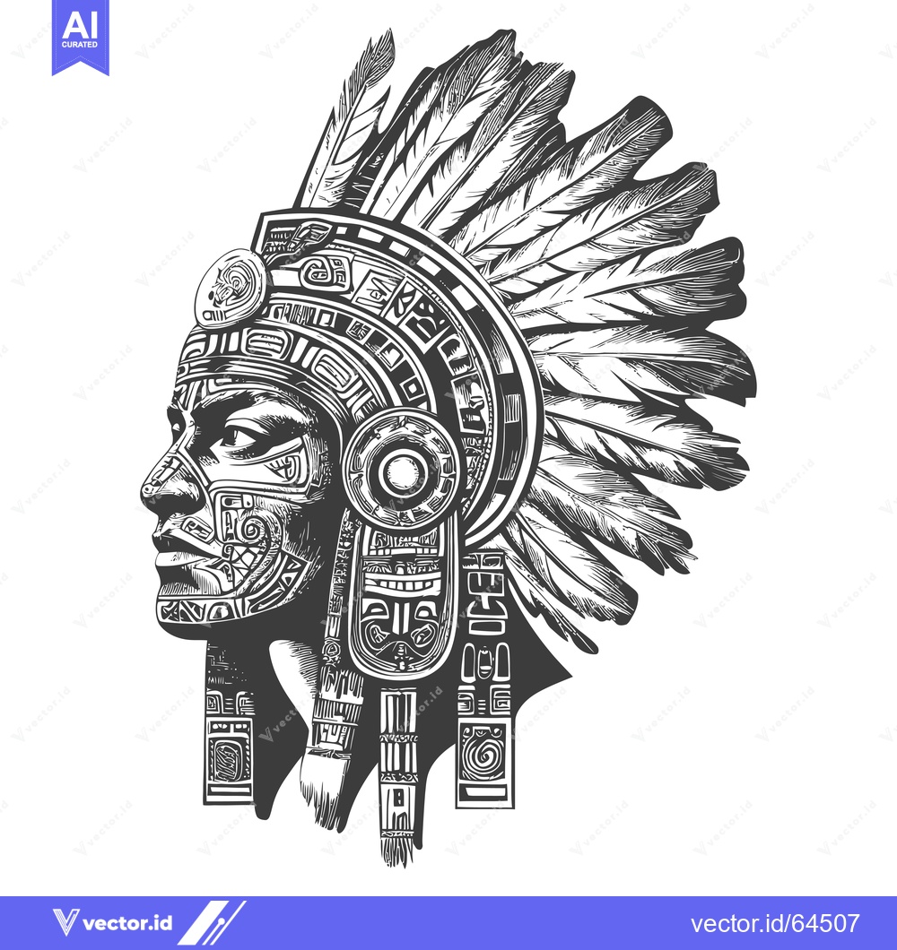Premium Vector dari Native American man with traditional headdress and face markings
