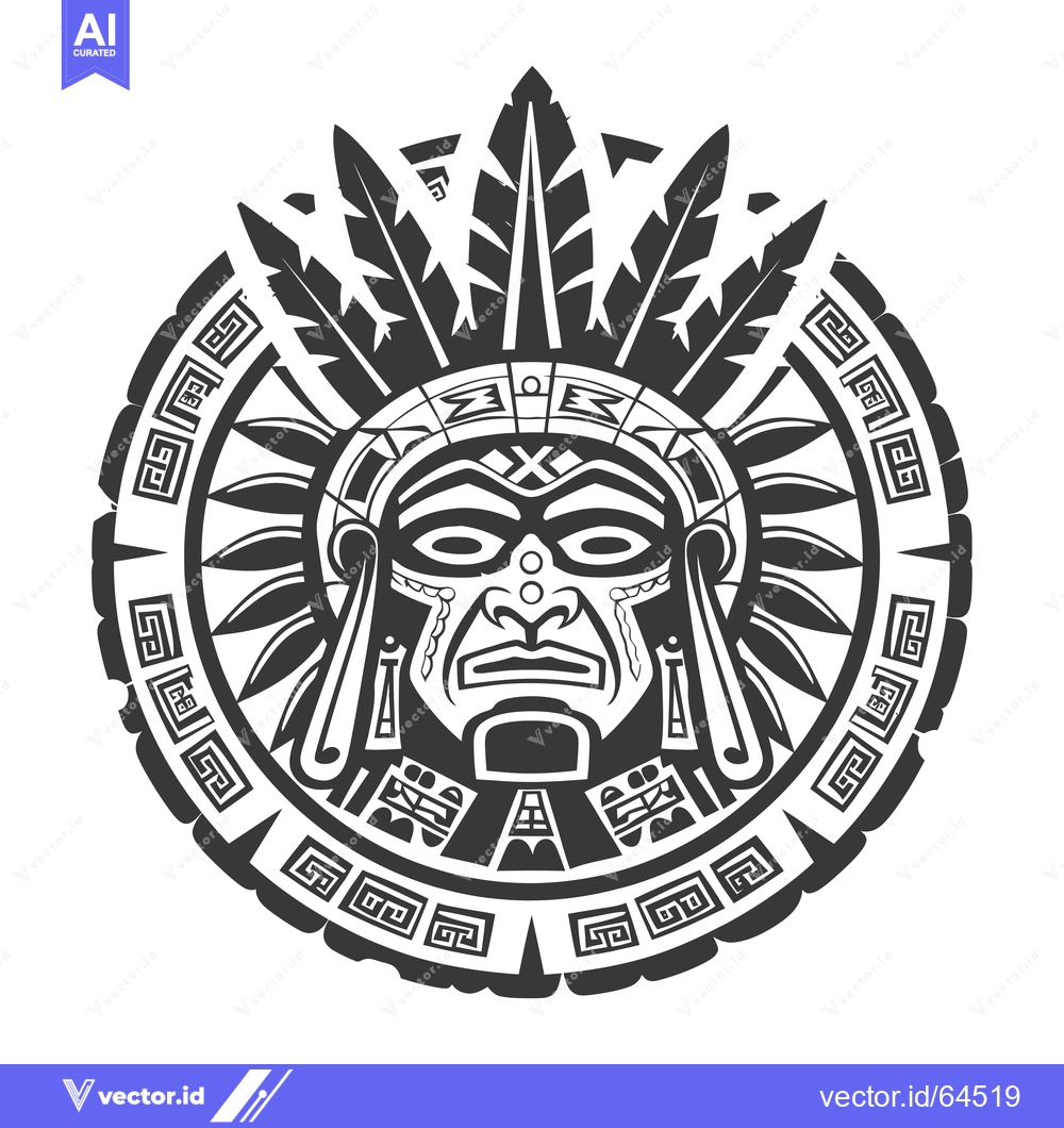 Premium Vector dari Native American Tribal Design with Feathers and Geometric Patterns