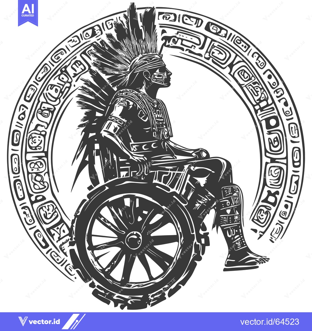 Premium Vector dari Native American Warrior in a Wheelchair with Aztec-Inspired Design