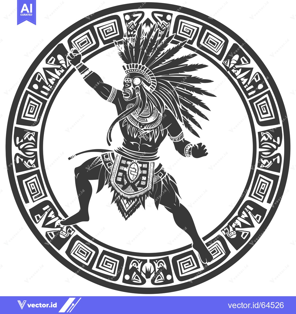 Premium Vector dari Native American Warrior in Ornamental Circle