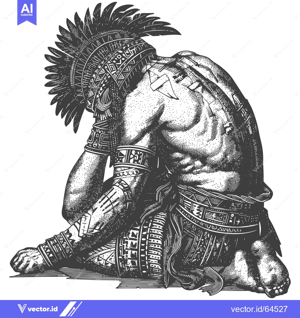 Premium Vector dari Native American Warrior in Traditional Headdress and Attire