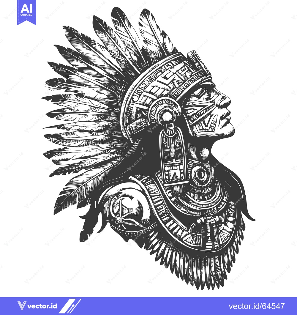 Premium Vector of Native American Woman in Traditional Headdress and Jewelry