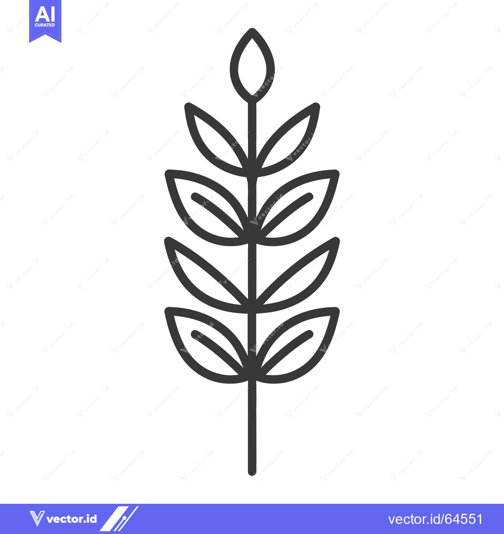 Premium Vector of Simple black line drawing of a plant with multiple leaves
