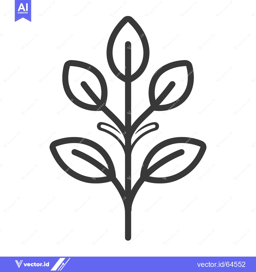 Premium Vector dari A simple black and white illustration of a plant with leaves