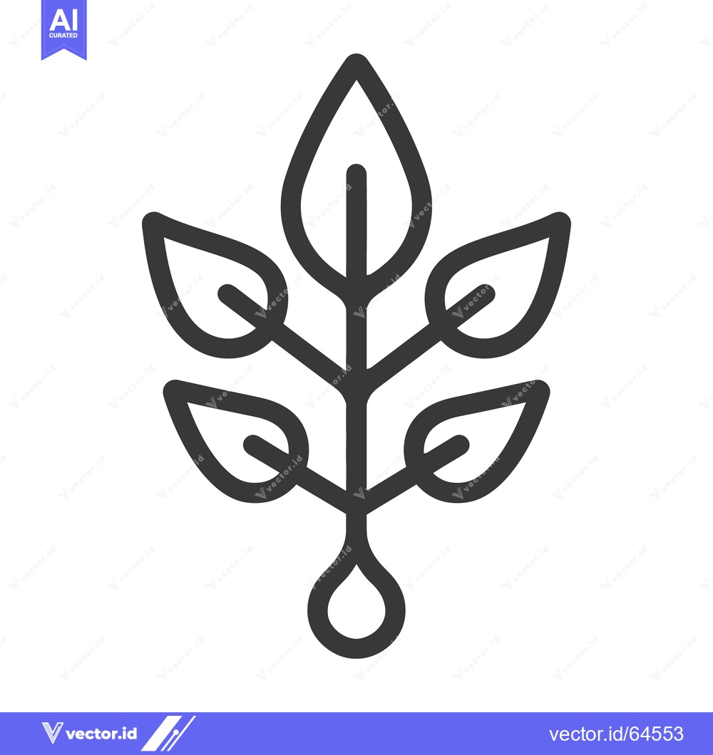 Premium Vector of A Simple Black Line Drawing Of A Plant Branch