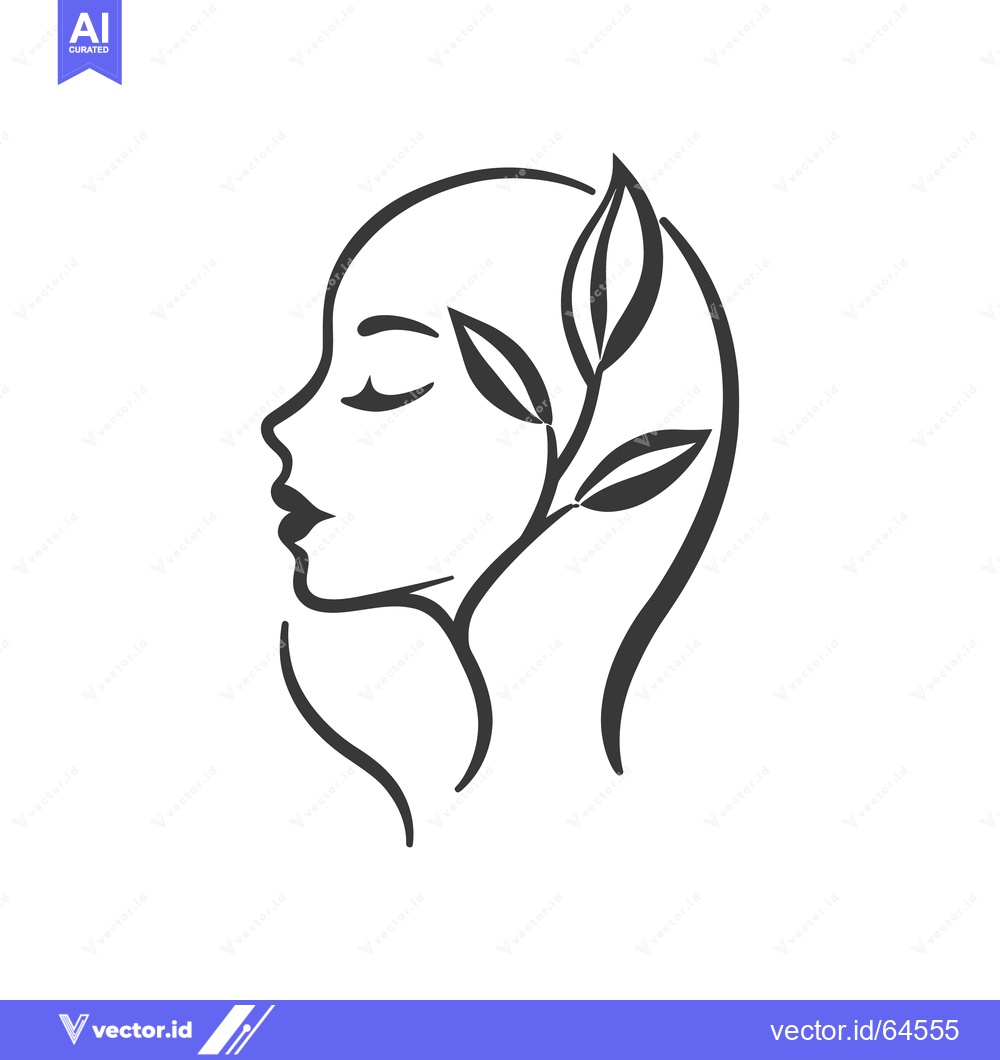 Premium Vector of A simplified line drawing of a woman and leafy branch