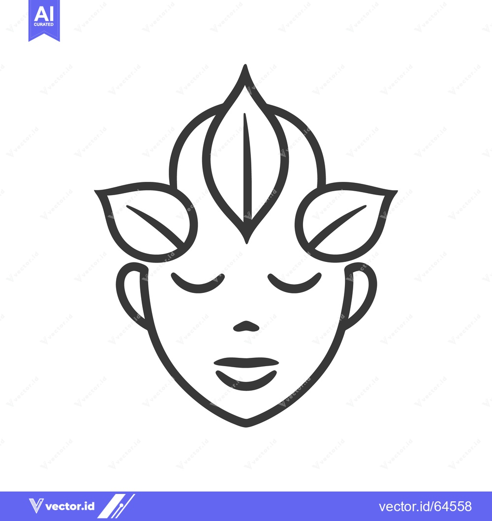 Premium Vector dari A stylized illustration of a face adorned with green leaves