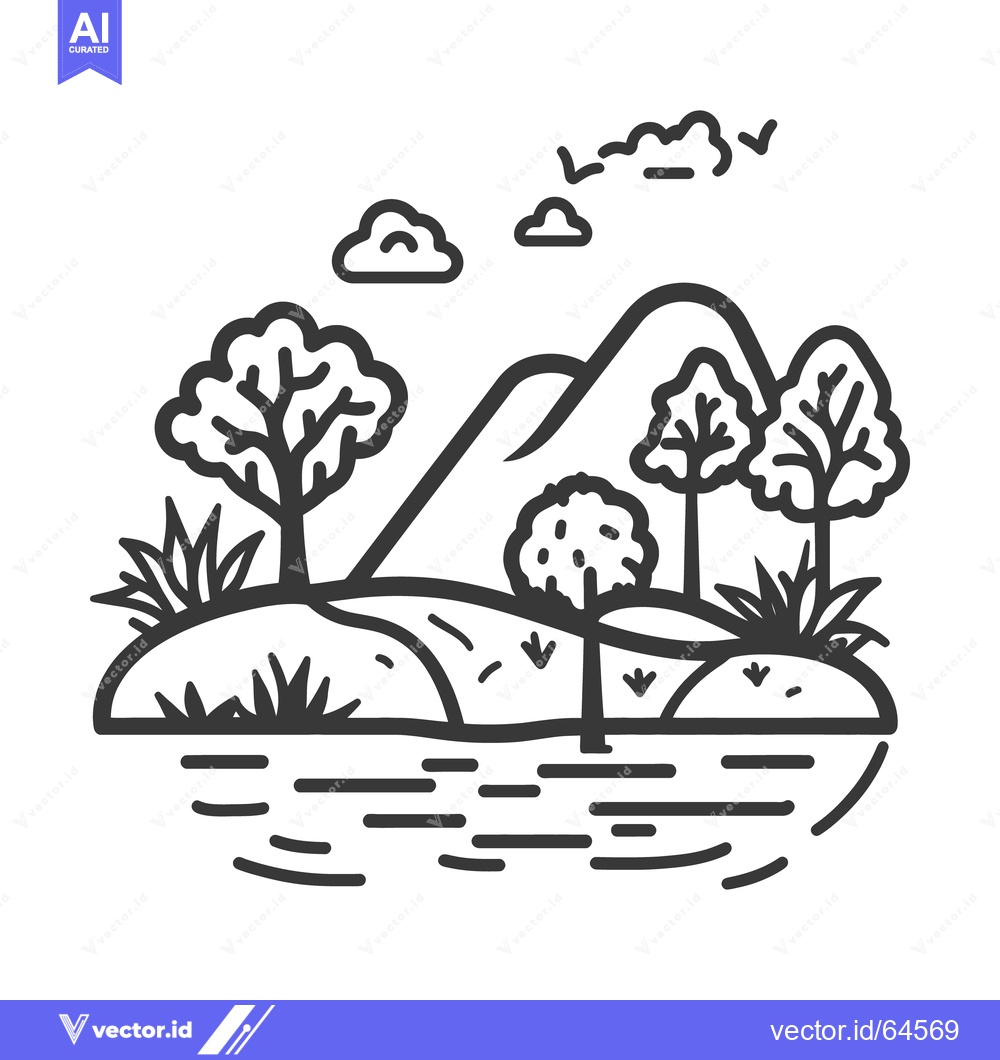 Premium Vector dari An illustrative outline depicting a peaceful natural environment scene
