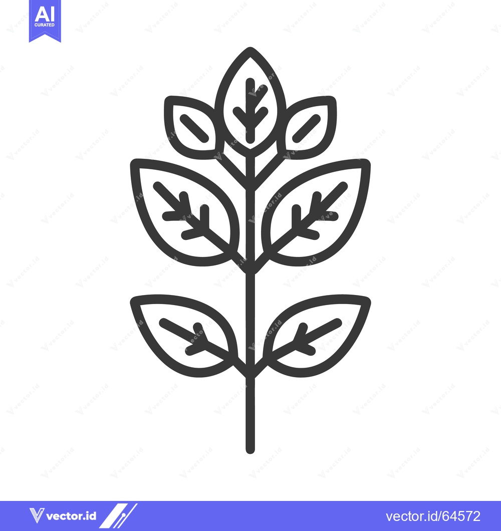 Premium Vector dari A simple illustrated stem with multiple green leaves arranged symmetri