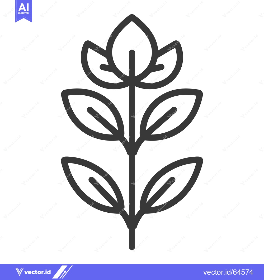 Premium Vector dari A stylized illustration depicting a simple plant with leaves and stem