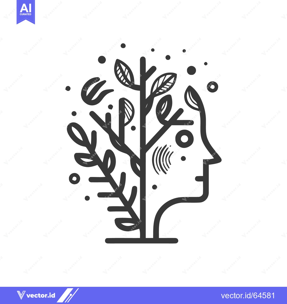 Premium Vector of Abstract Mind Tree: Minimalist Line Art Symbolizing Growth and Mental