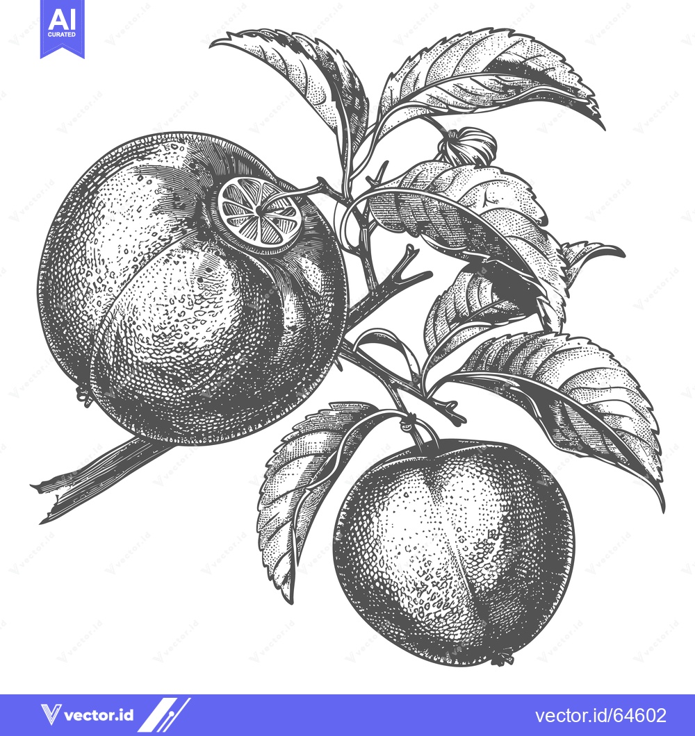 Premium Vector of Two ripe apples and green leaves grow on a branch