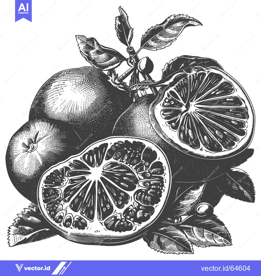Premium Vector dari A vintage detailed illustration of citrus fruits with foliage
