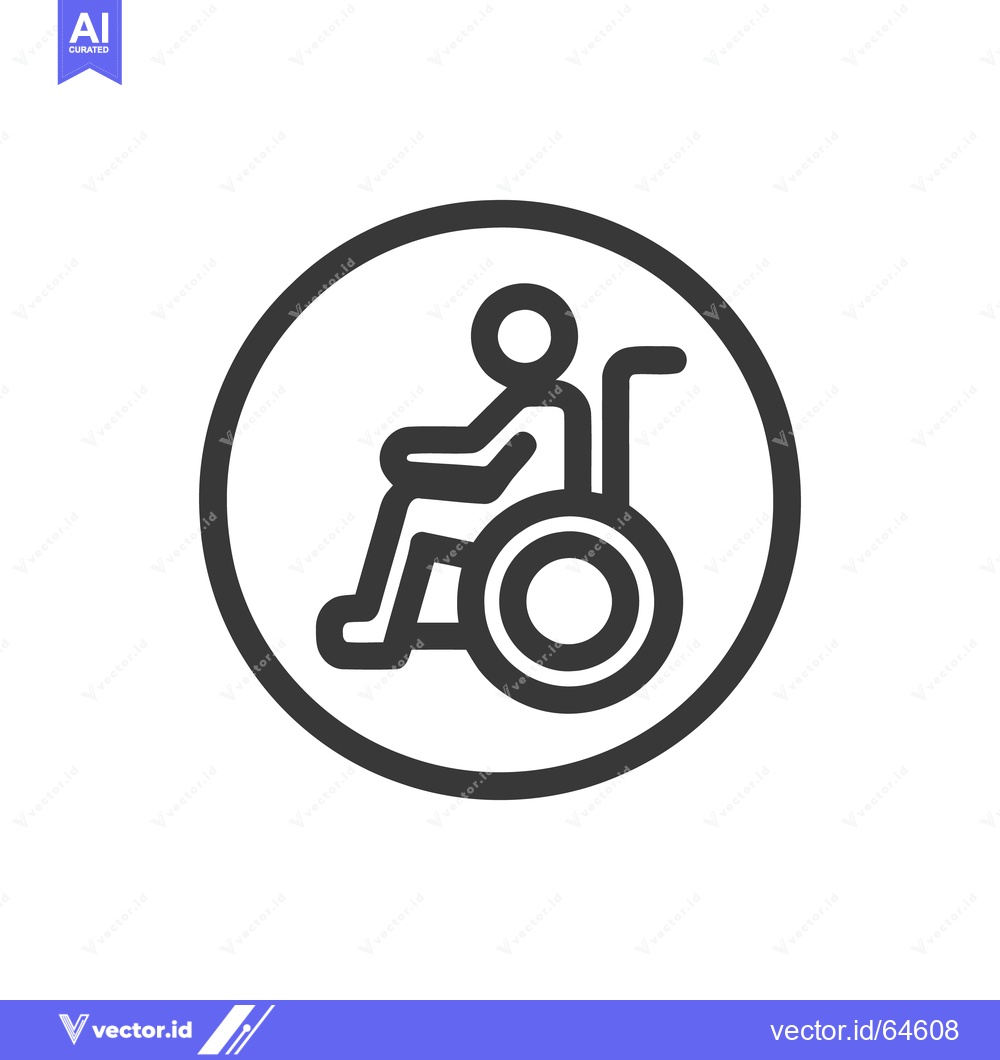 Premium Vector dari Wheelchair Symbol Icon in Circle, Accessibility Sign, Vector Illustrat
