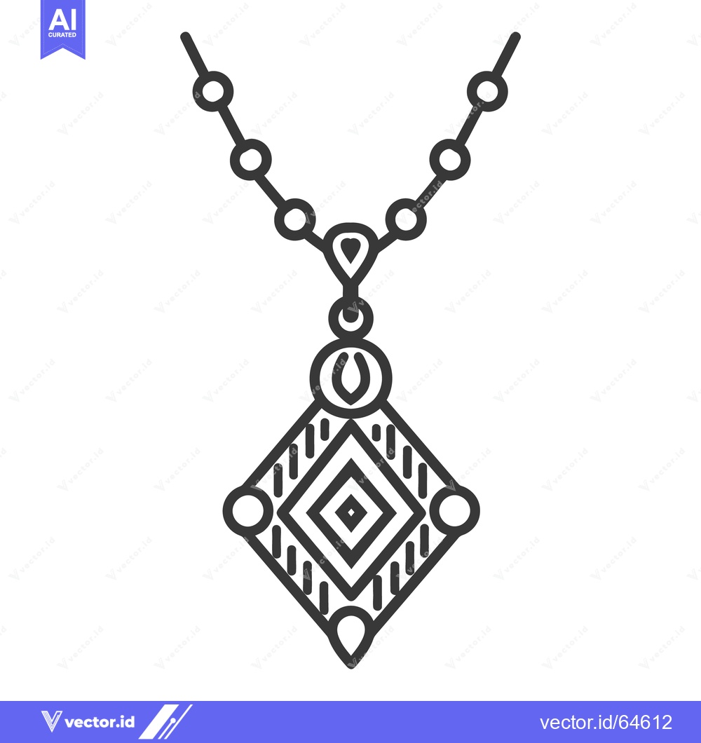 Premium Vector dari A line drawing illustration of an ornamental diamond necklace
