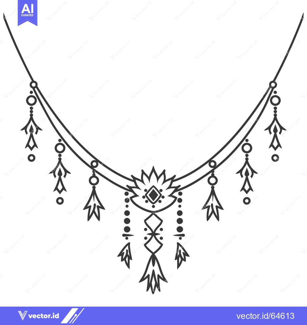 Premium Vector dari A Black And White Elegant Necklace With Intricate Designs Shown