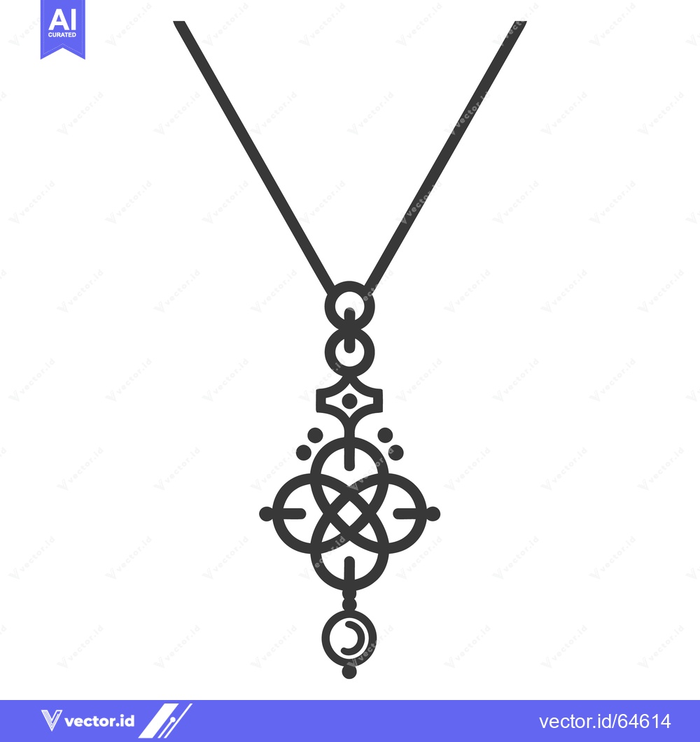 Premium Vector of Detailed illustration of a necklace pendant design with geometric patt