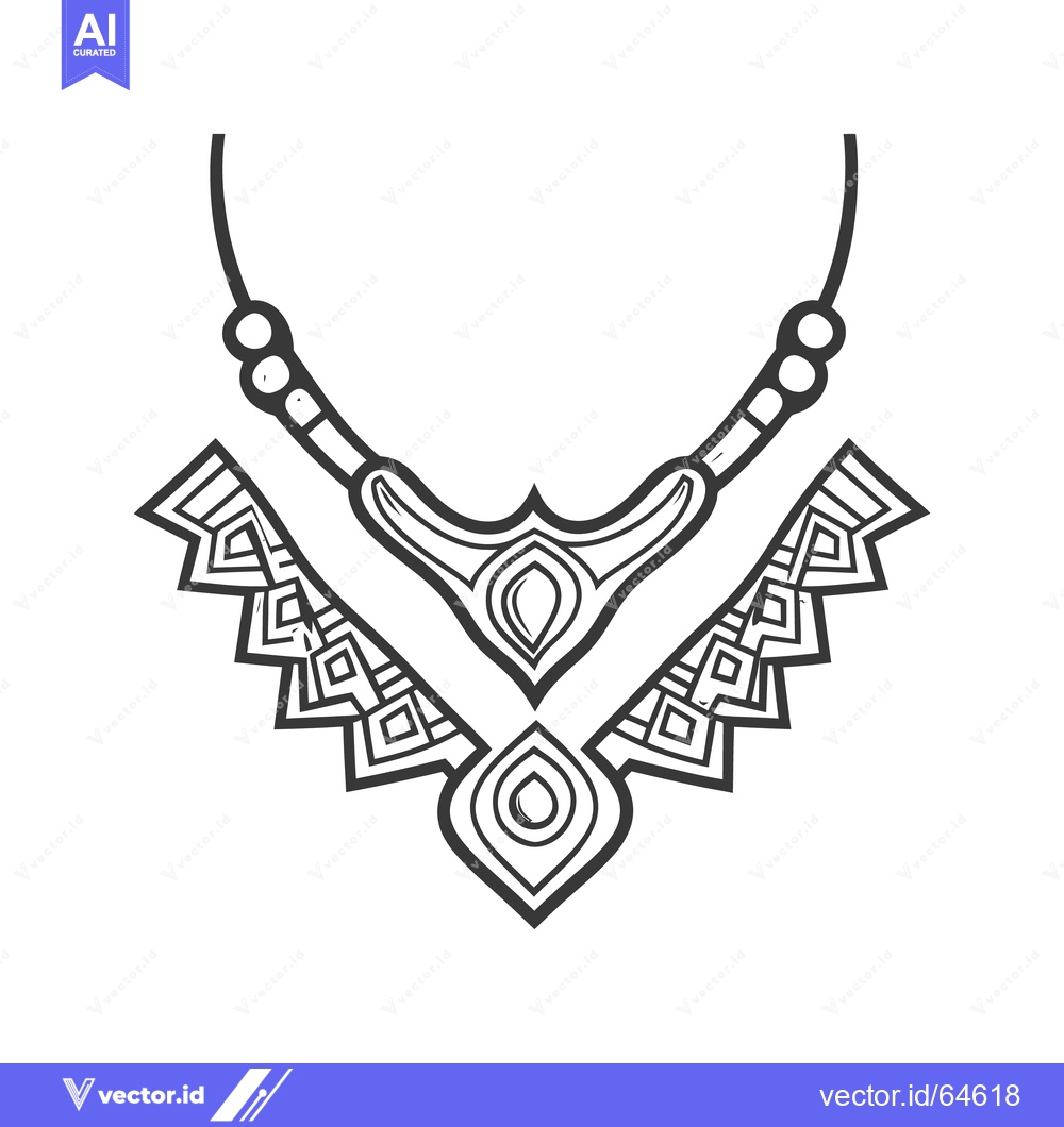 Premium Vector of A detailed illustration depicts a stylized necklace graphic design art