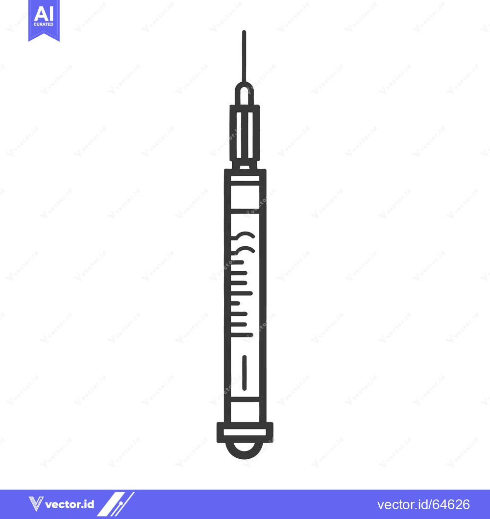 Premium Vector dari A black and white illustration of a medical syringe